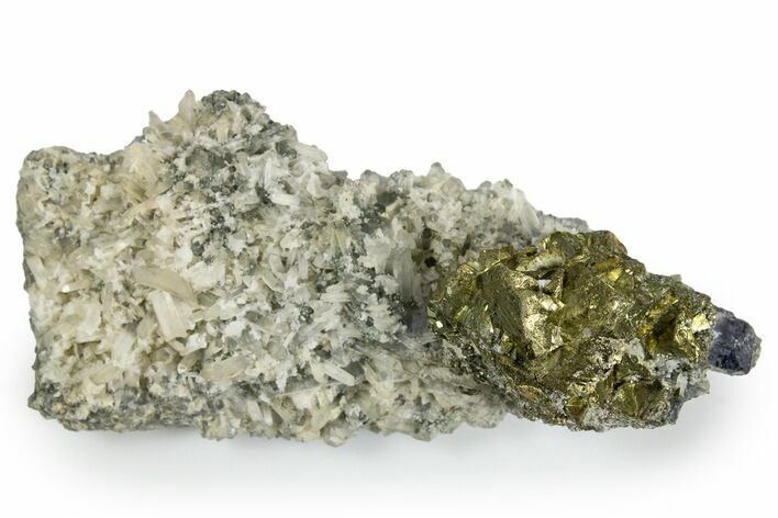 Brassy Chalcopyrite Crystals on Quartz Crystal Matrix - Bulgaria #330483